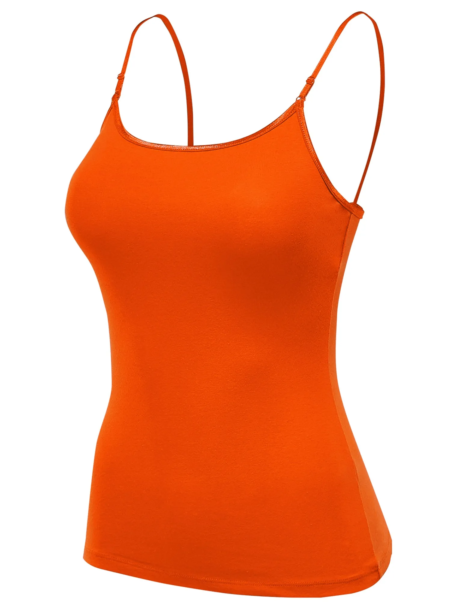 Women's Basic Solid Camisole Adjustable Spaghetti Strap Top (FWT1008)