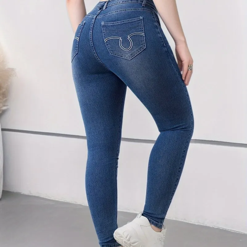 Womens High Stretch Slim Fit Skinny Jeans with Slant Pockets