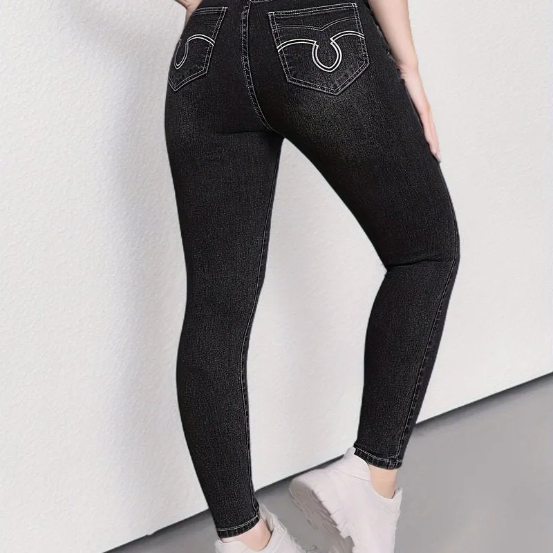 Womens High Stretch Slim Fit Skinny Jeans with Slant Pockets