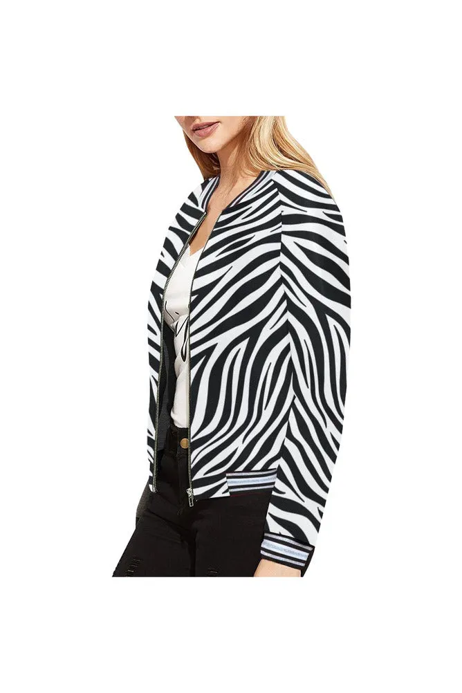 Zebra Print Bomber Jacket for Women