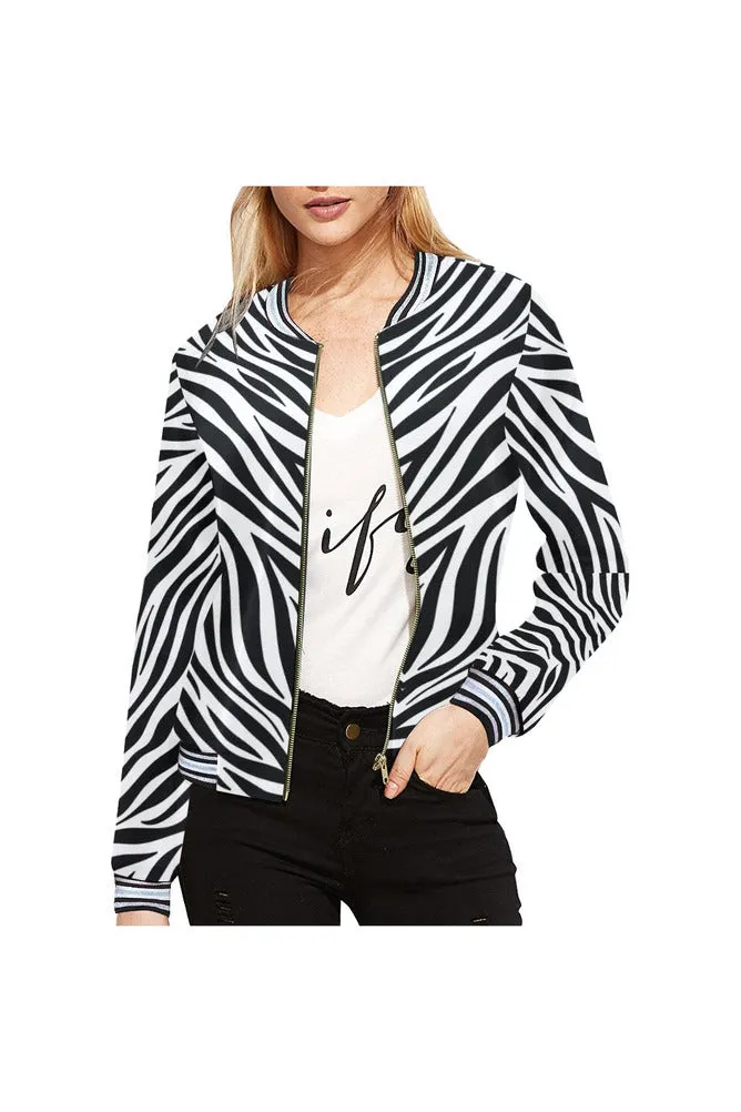 Zebra Print Bomber Jacket for Women