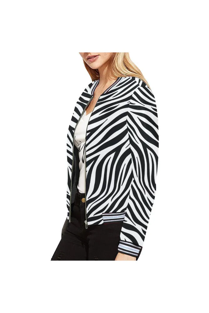 Zebra Print Bomber Jacket for Women