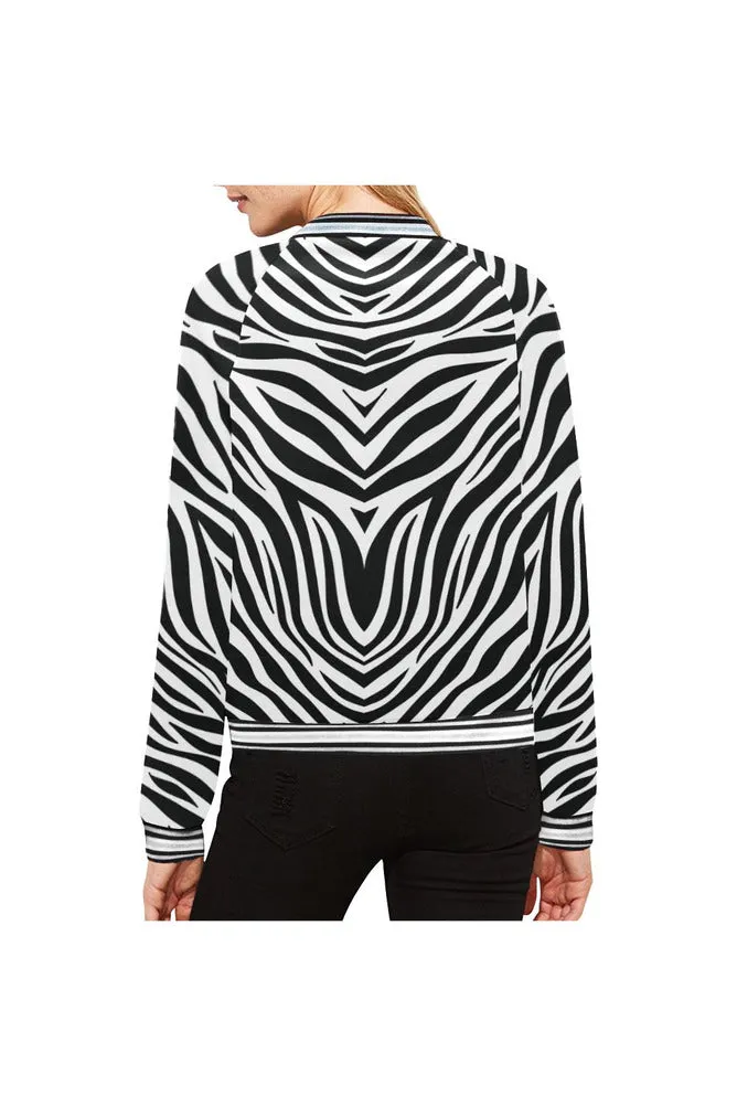 Zebra Print Bomber Jacket for Women